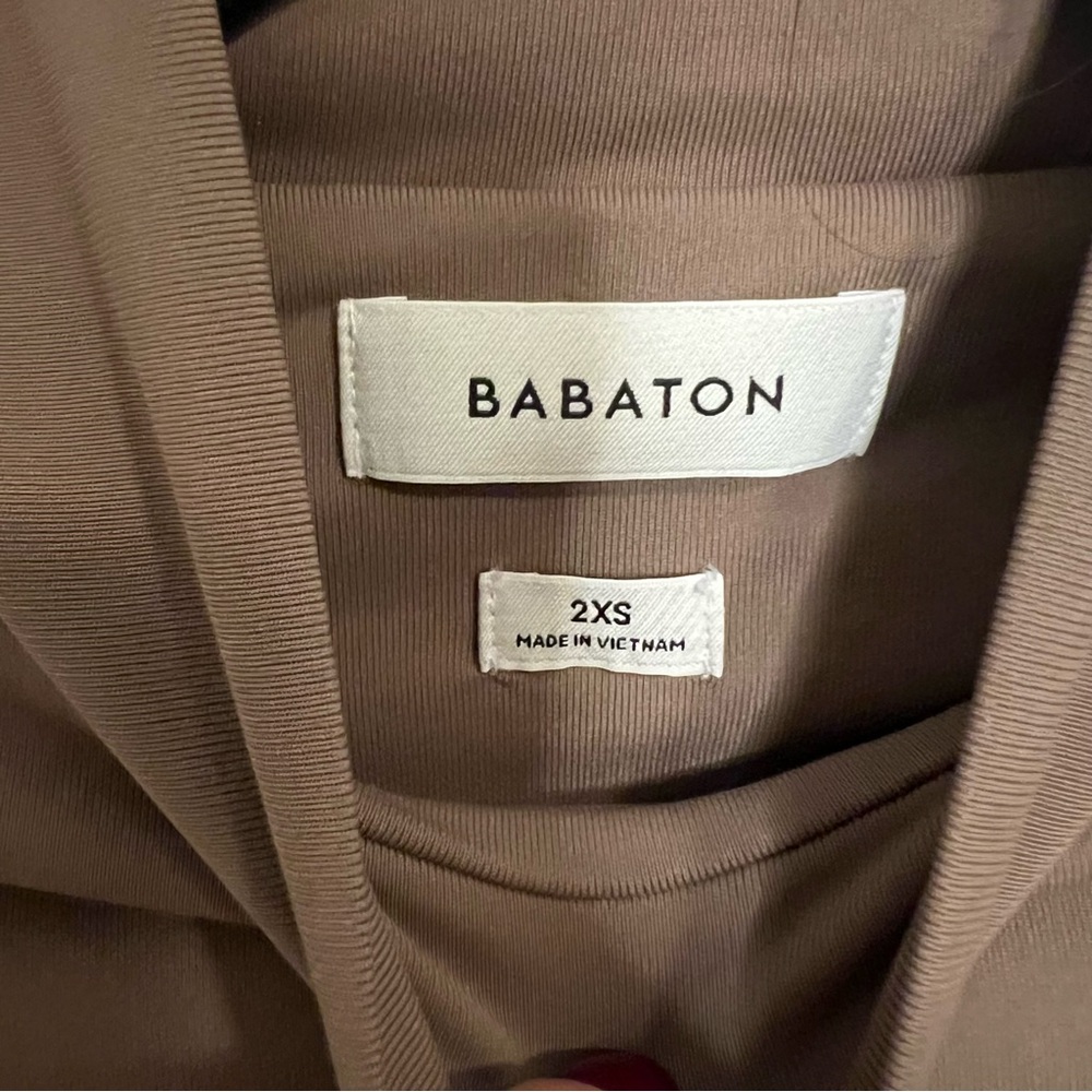 Aritzia Babaton Brown Long Sleeve High Neck Bodysuit Classic Bodycon Tight Mock - Picture 3 of 4